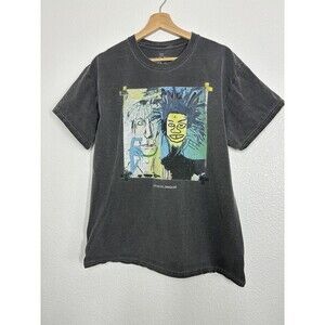 Jean-Michel Basquiat Shirt Mens Large Gray Vintage Wash Portrait Graphic Tee